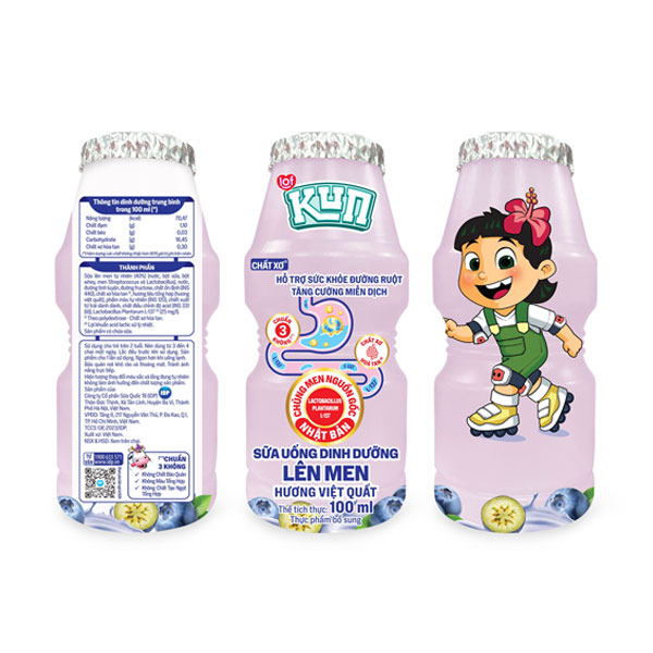 Lốc sữa chua uống lên men hương việt quất Lof Kun 100ml